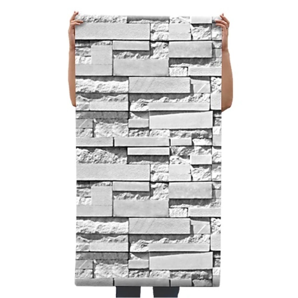3D Brick Effect Wallpaper Gray